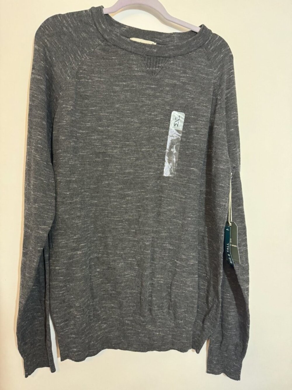 Mutual Weave Sweater Men's Size XL Big & Tall Lightweight Tall Dark Charcoal NWT